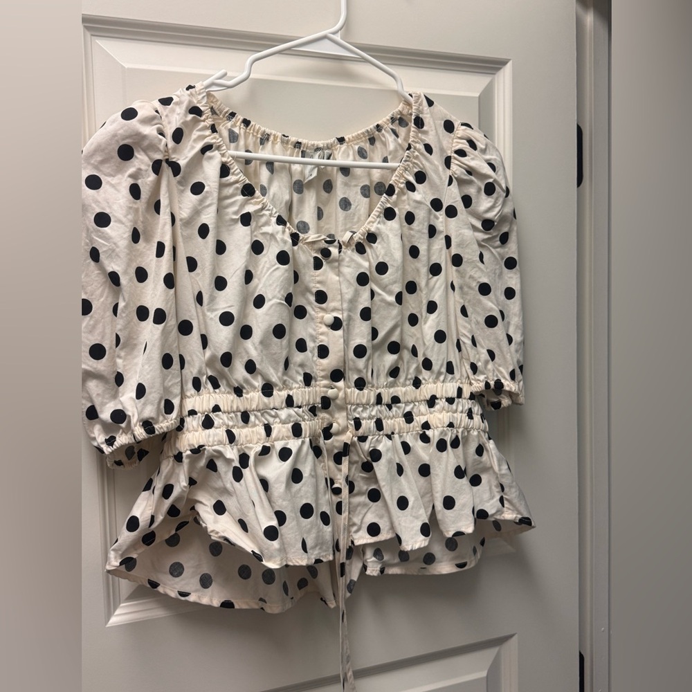 Joie peplum polka dot top